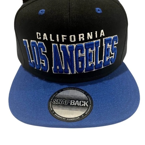 NEW LOS ANGELES LA LOGO EMBROIDERED BLACK BLUE CAP HAT - Picture 2 of 2